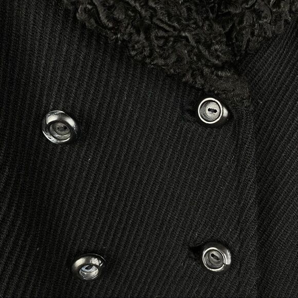 Youthcraft Wool Blend Black Woven Ribbed 3/4 length Vintage Winter Overcoat L - Picture 6 of 8